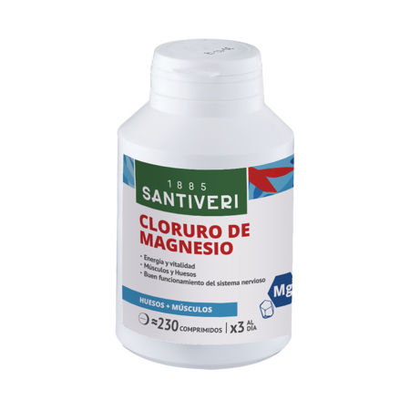 Suplemento Magnesio Comprimidos Santiveri Cloruro Magnesio 230 Comprimidos Soporte Músculos Huesos Energía