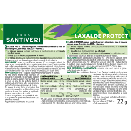 Alivio Natural Estreñimiento Santiveri LaxAloe Protect 60 Cápsulas Cáscara Sagrada Sen Aloe Vera