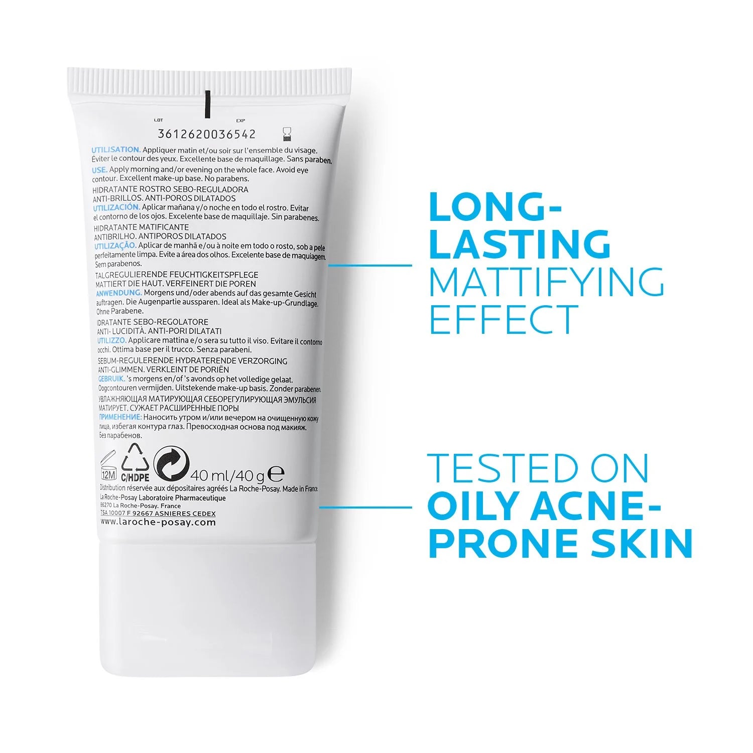 Crema Hidratante Matificante Sin Aceite Piel Grasa La Roche-Posay Effaclar Mat Sebulyse LHA 40ml Oil Free