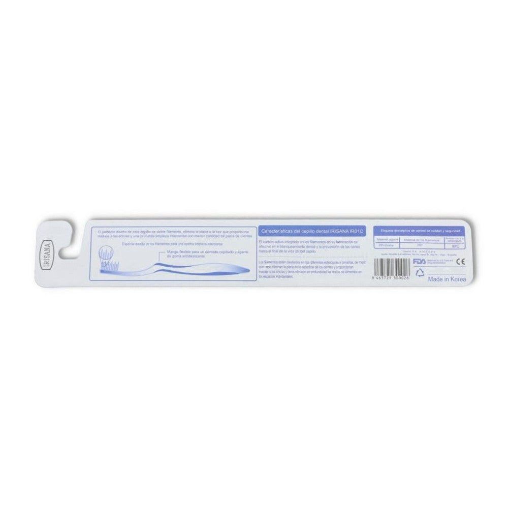 Cepillo Dental Carbón Activo Irisana Doble Filamento Antibacteriano Blanqueamiento Dental