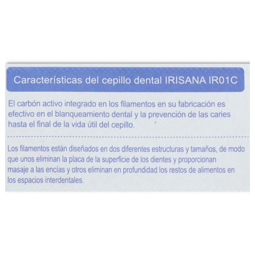 Cepillo Dental Carbón Activo Irisana Doble Filamento Antibacteriano Blanqueamiento Dental